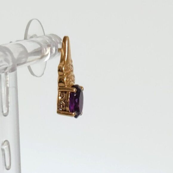 Amethyst Earrings 14K Gold Plated - Picture 6 of 11